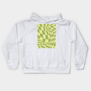 Retro Wave Checker Board Pattern Green Yellow Color Tone Kids Hoodie